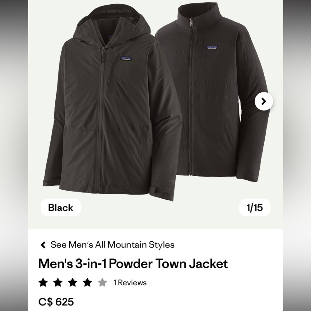 Men's 3-in-1 Powder Town Jacket in Black